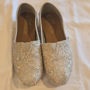 TOMS Women's Sparkling Lace Flats - Cream